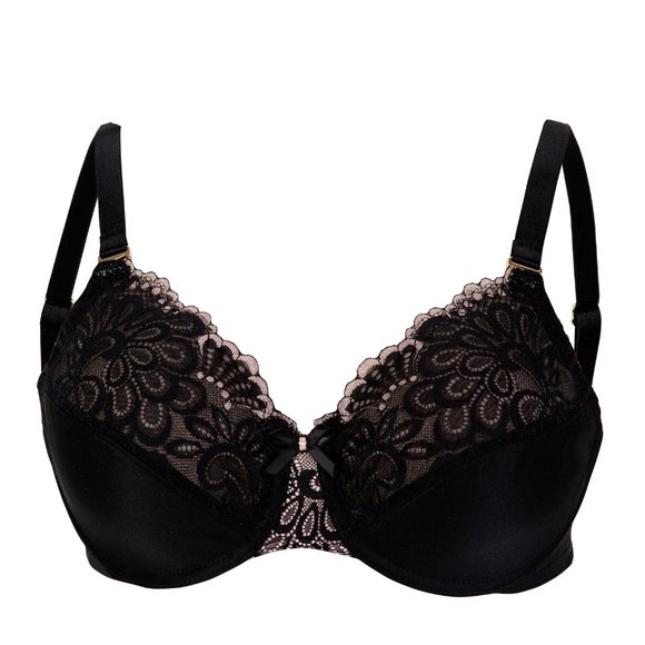 Set of 3! 38B Glamorise ELEGANCE Bra (3-Way CONVERTIBLE-STRAPS) Lace BLACK NEW - Picture 3 of 15